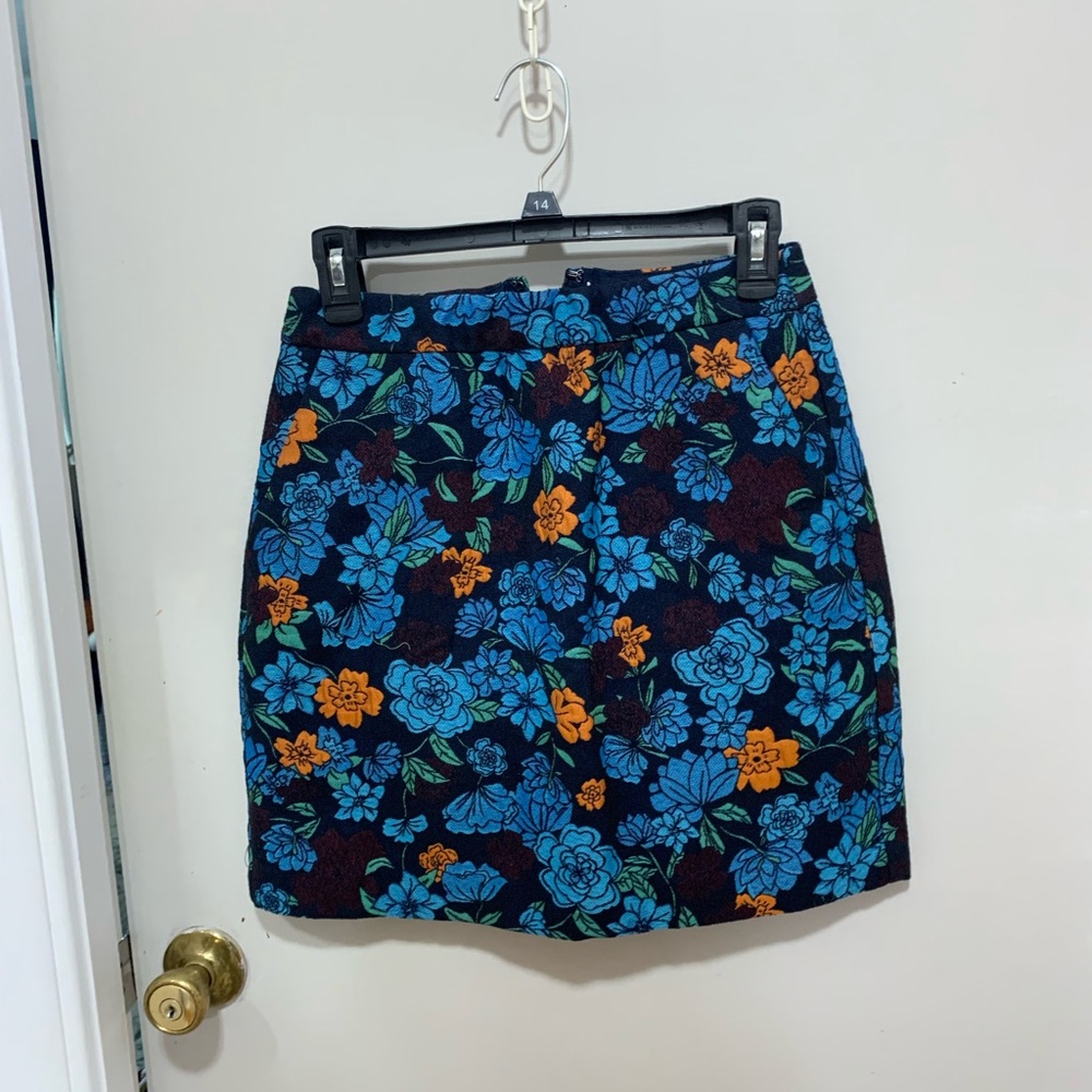 LOFT Blue and Orange Mini Pencil Skirt
